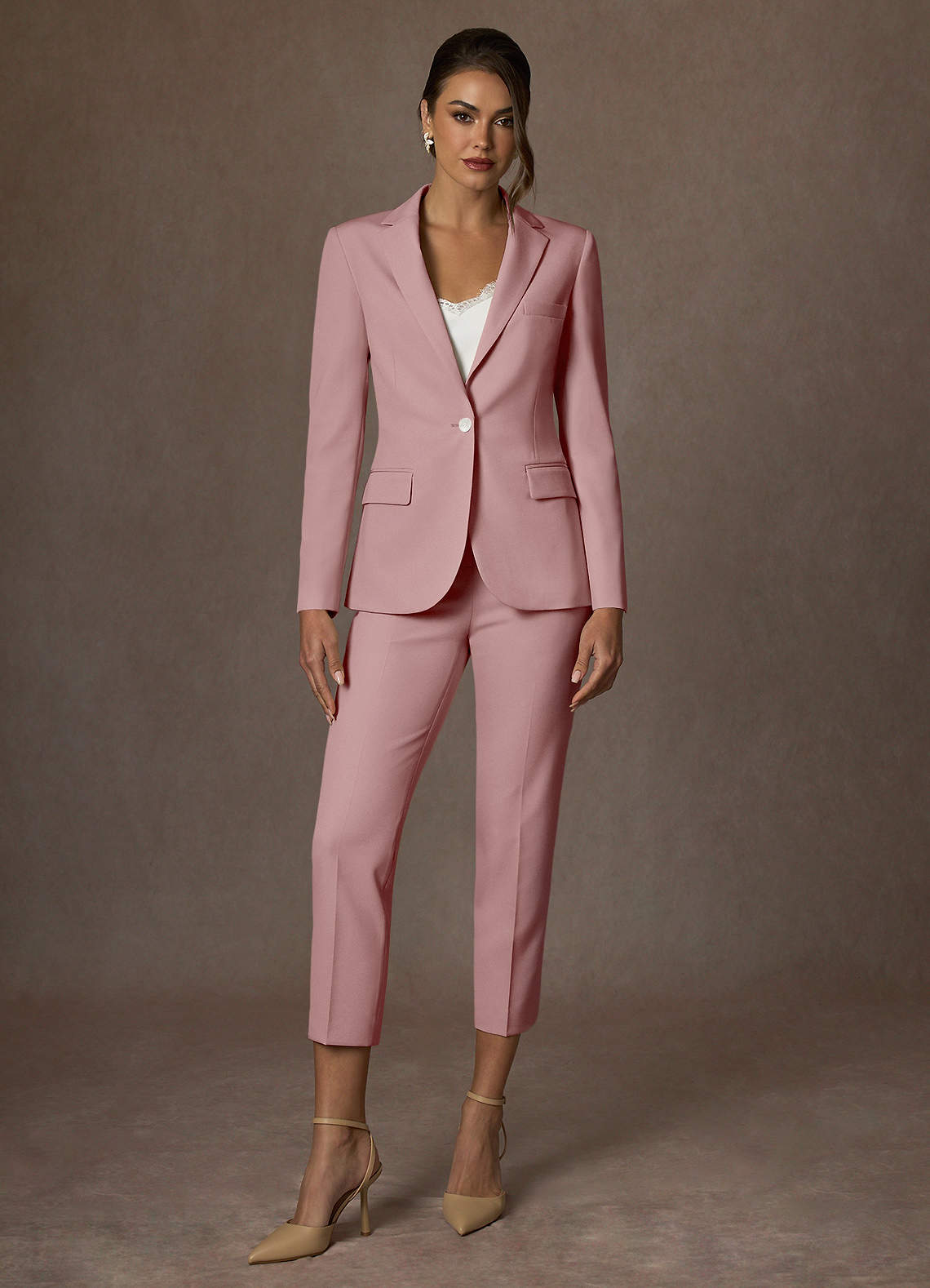 front Kennedy Dusty Rose Structured Stretch Dress Pants