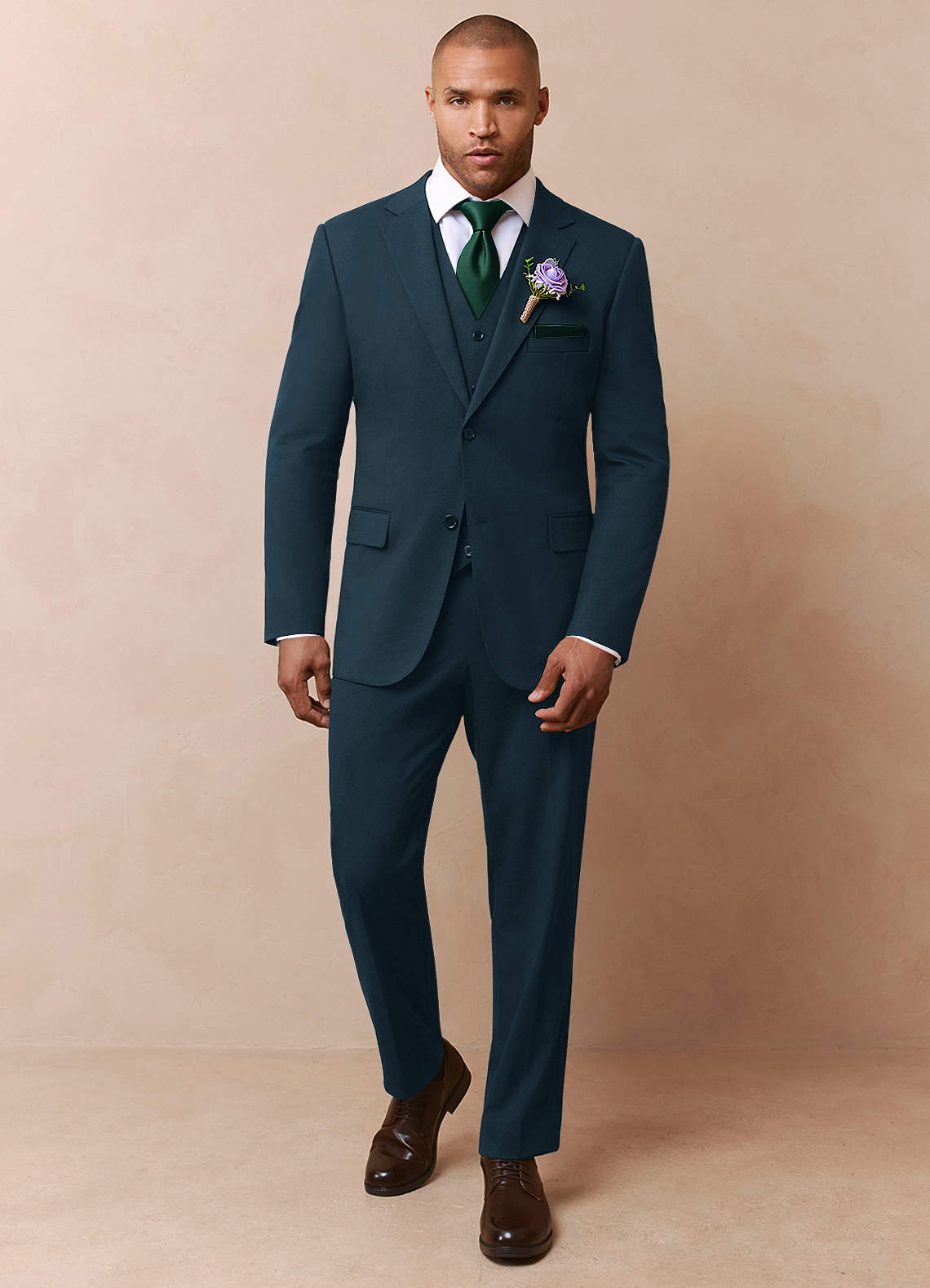 front Savile Teal Wool Blend Suit Jacket