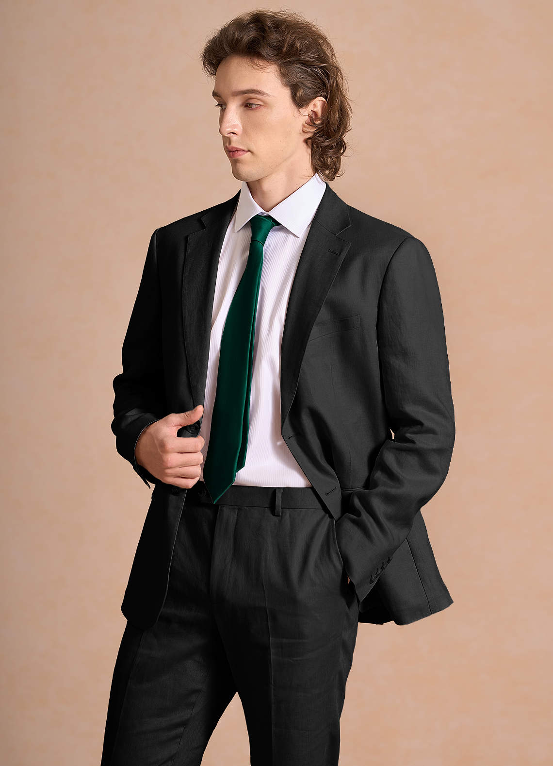 front Harrison Black 100% Linen Suit Jacket