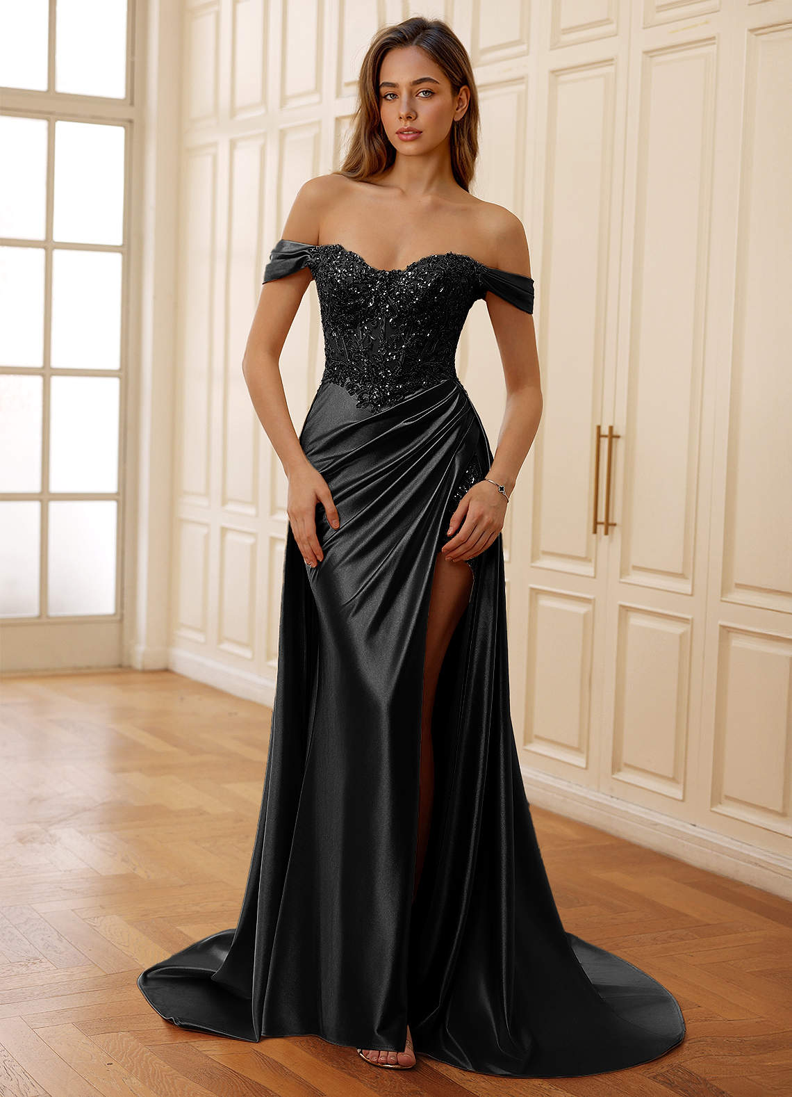black sheer formal dress Rowane Corset Rhinestone Lace Prom Slate Blue category-bridesmaid-dresses Cult Gaia Katara Knitted Color:brick red