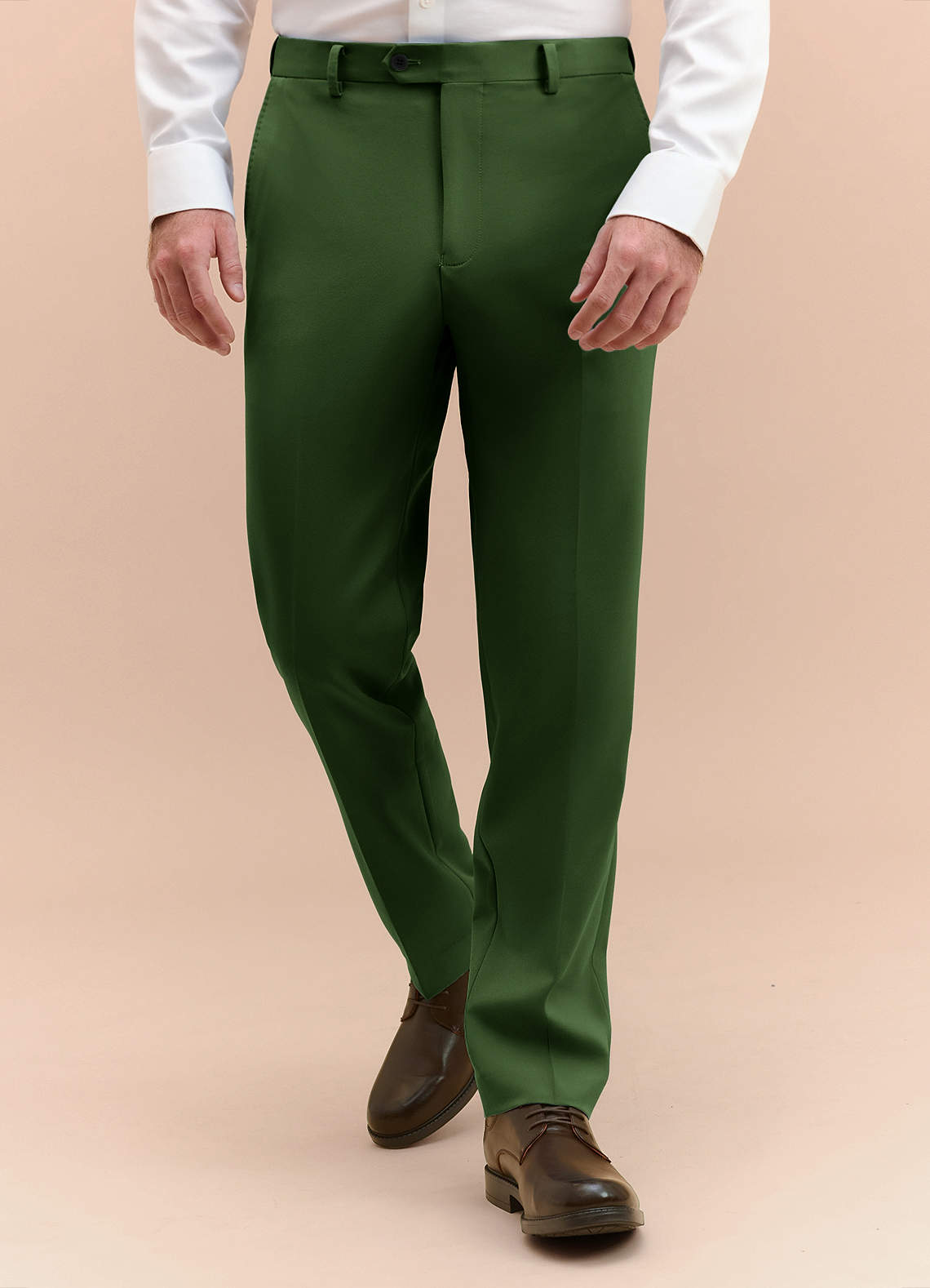 front James Olive Structured Stretch Dress Pants