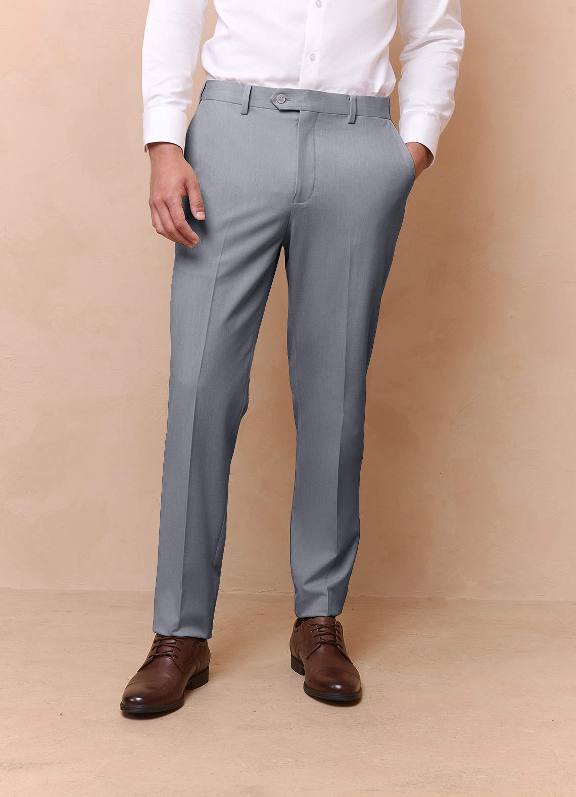 front Savile Grey Wool Blend Dress Pants