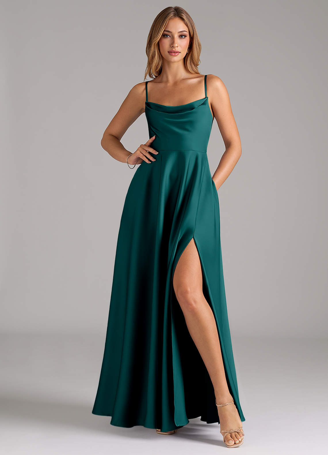 bridesmaid dresses el paso Azazie Elle Peacock Stretch Satin Size:UK 12 | EU 38 | US 08 Corset Back 3/4 and Long Sleeve Dresses 1x-3x Long Black Dresses |