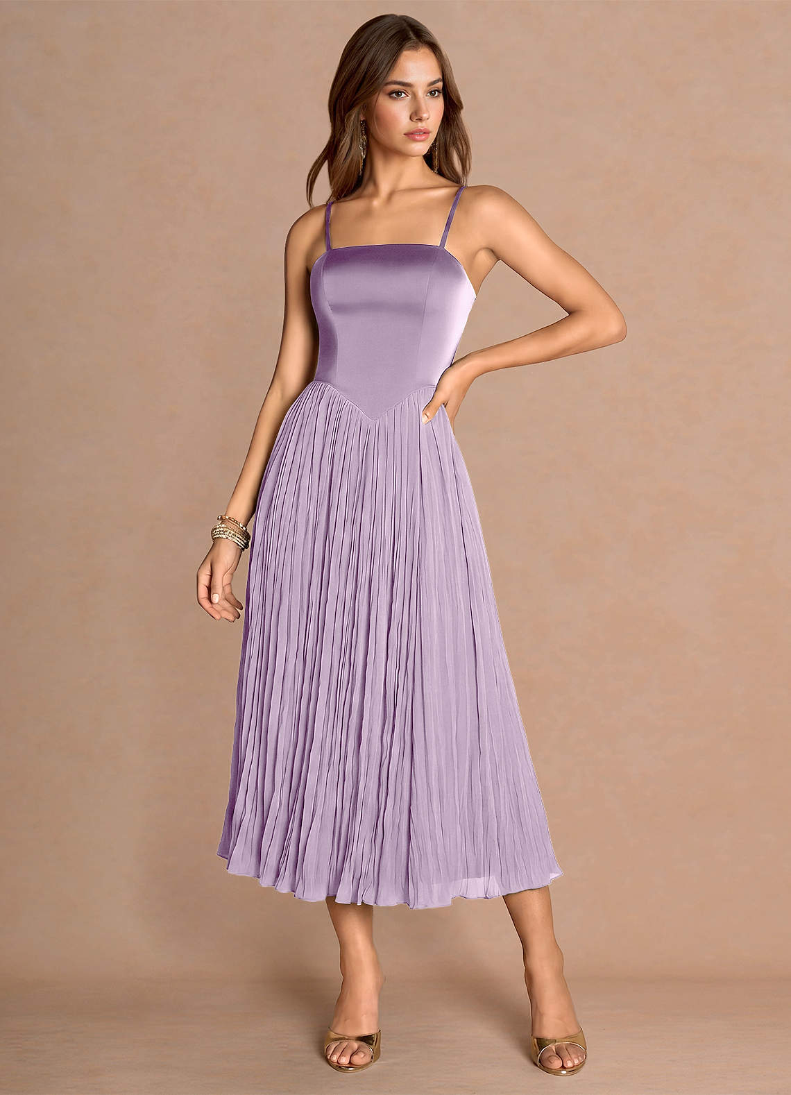 lilac midi bridesmaid dress Azazie A-Line Midi Cocktail Dresses in Frosted Lilac