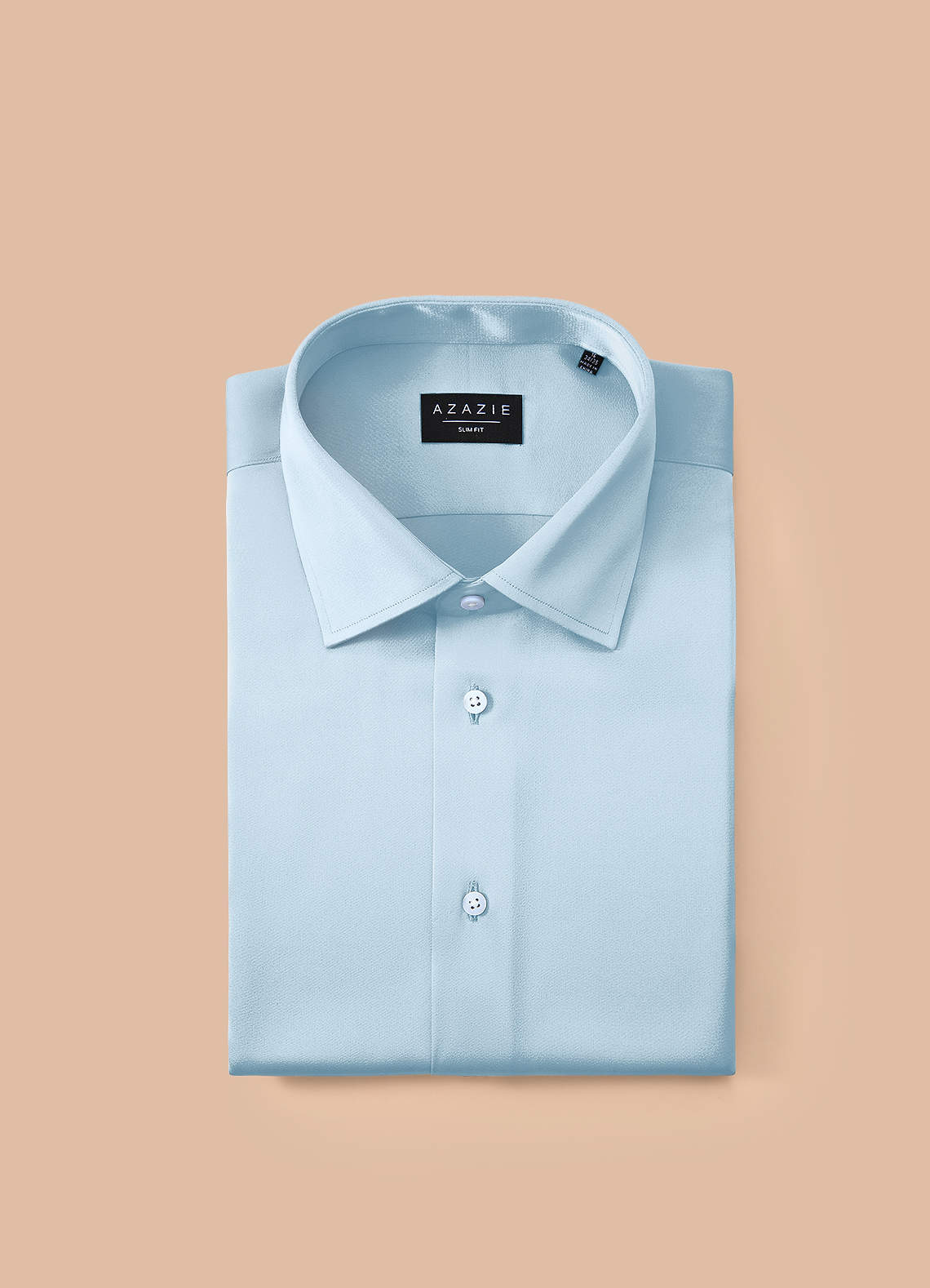 front Julian Sky Blue Stretch Satin Dress Shirt