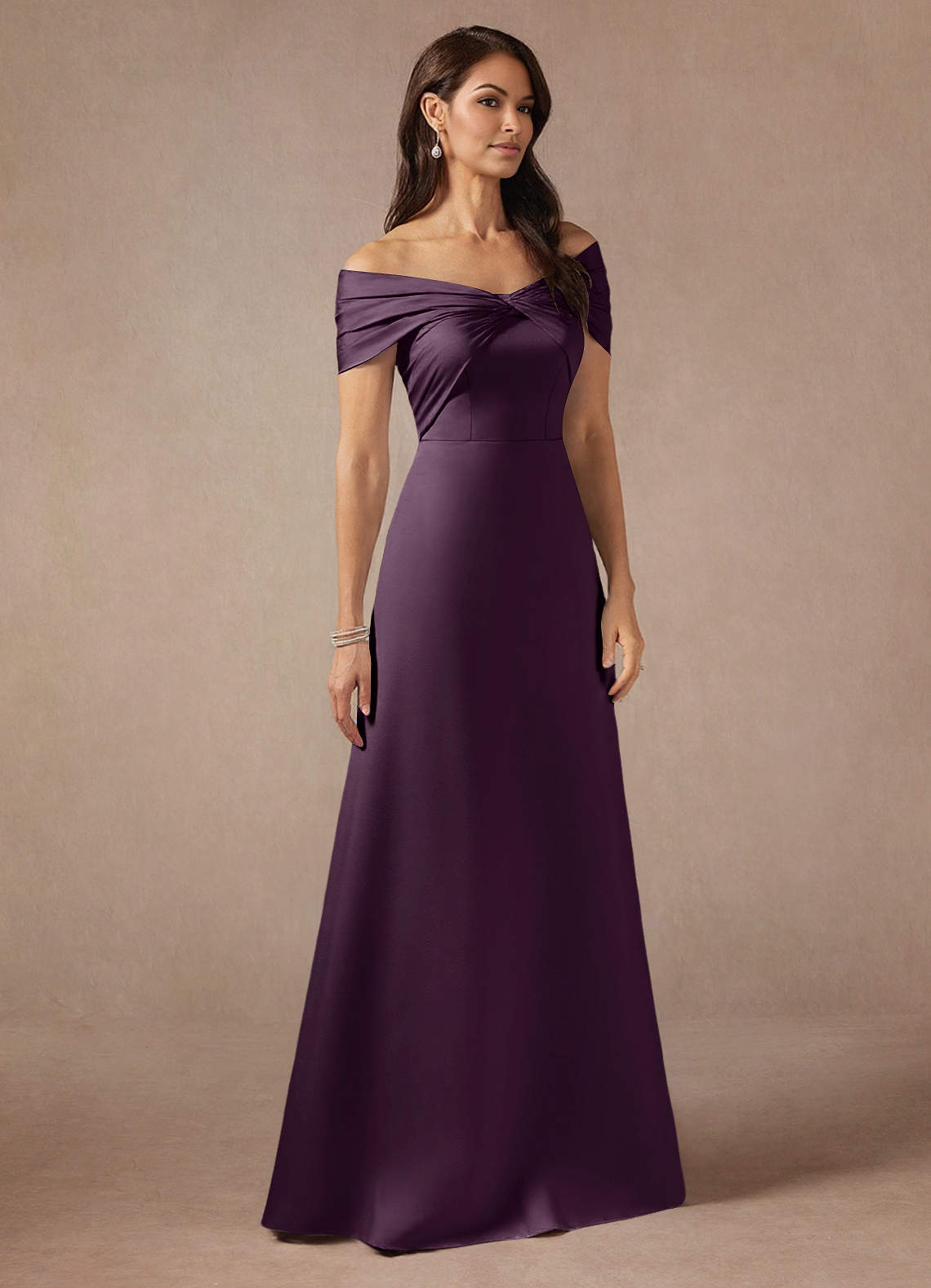 a line silk dress Exquisite A-Line Wedding with Off-the-Shoulder Neckline and even office commutes. Adora 3147 Pleated Long Formal