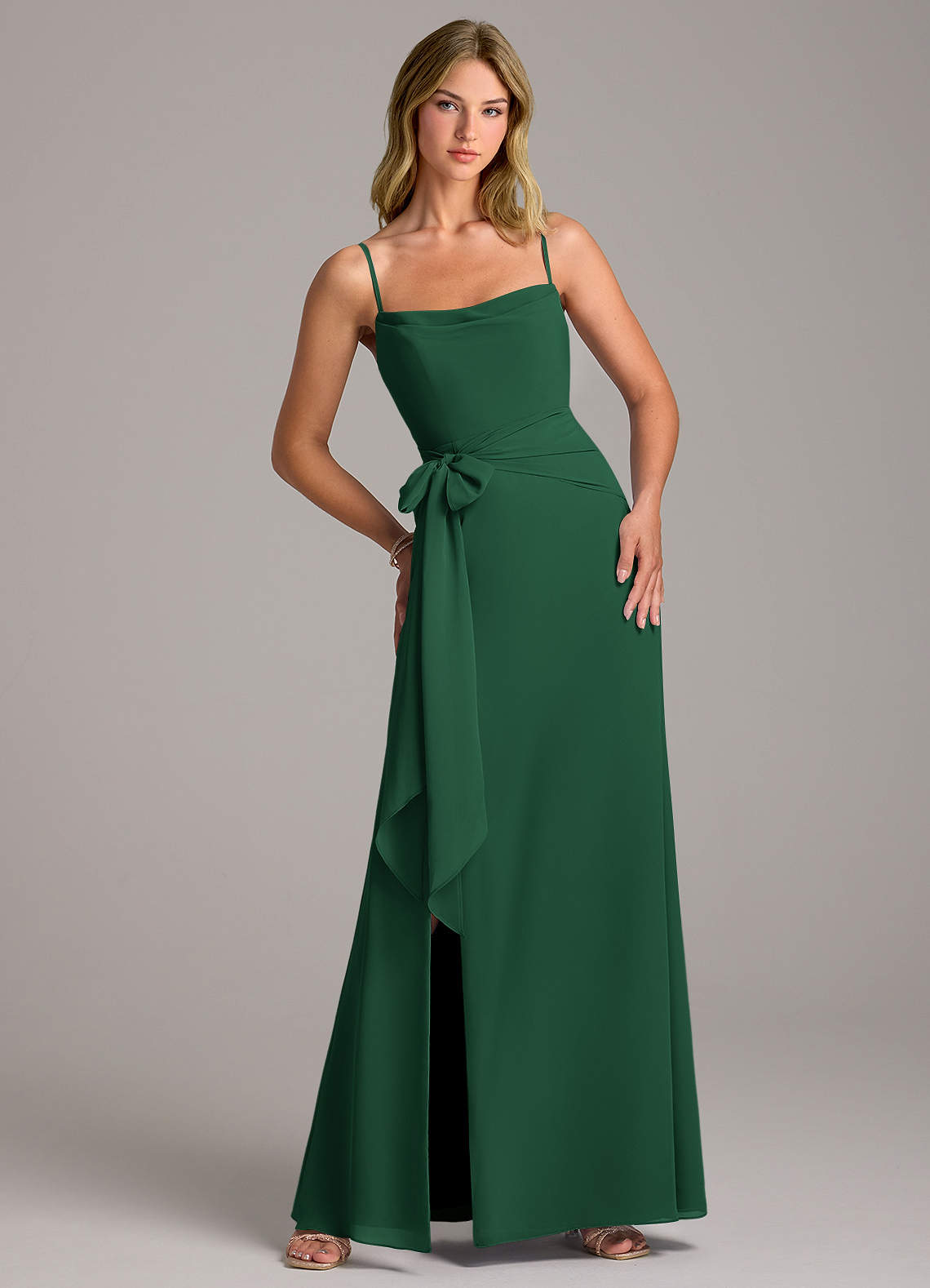 green emerald velvet dress Ali Deep Pasture Draped Silk Maxi Dress main image 0