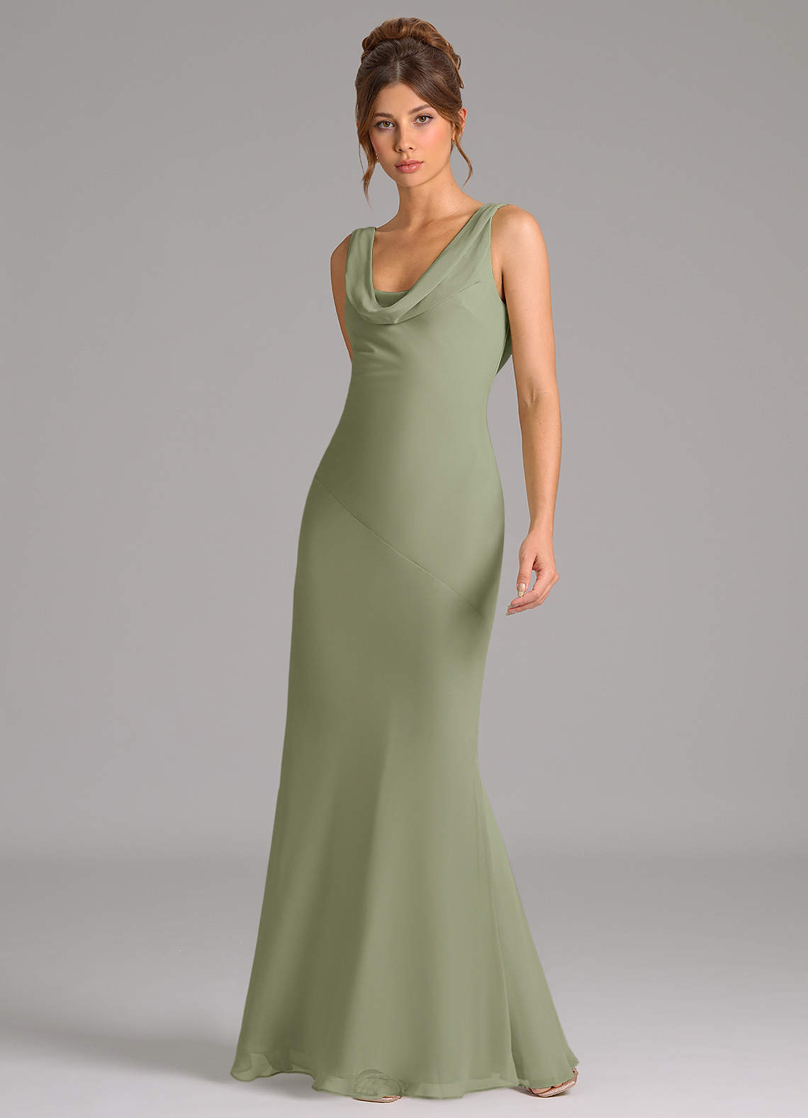 Azazie Rylina Bridesmaid Dresses Pistachio Mermaid Pleated Chiffon Dress image4