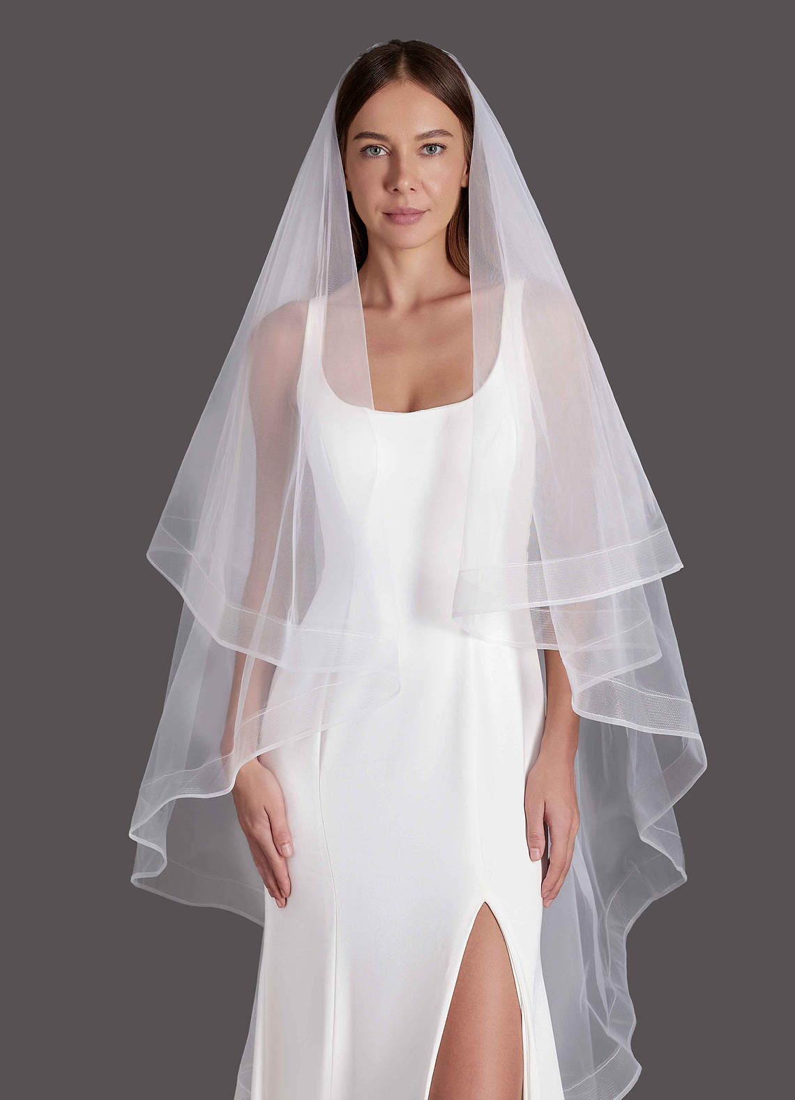 front Richelle Waltz Length Veil With Blusher