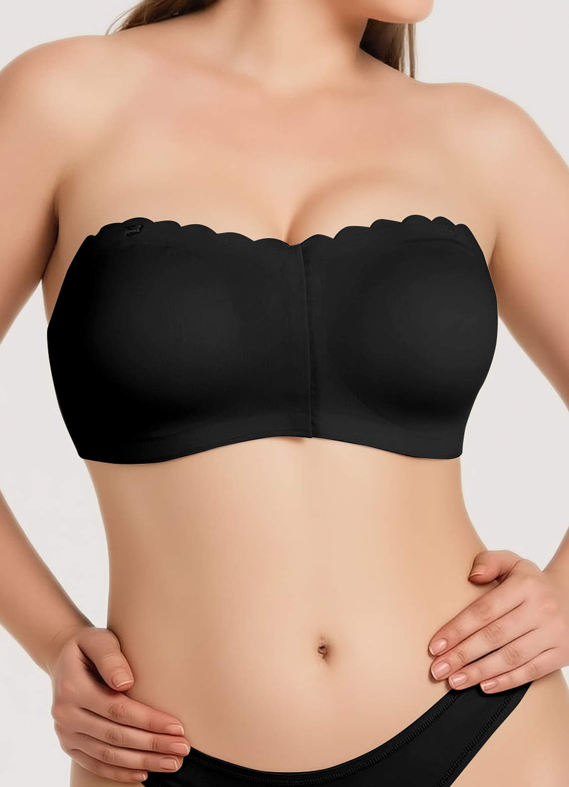 front Front‑Hook Anti‑Slip Scalloped Push‑Up Bra