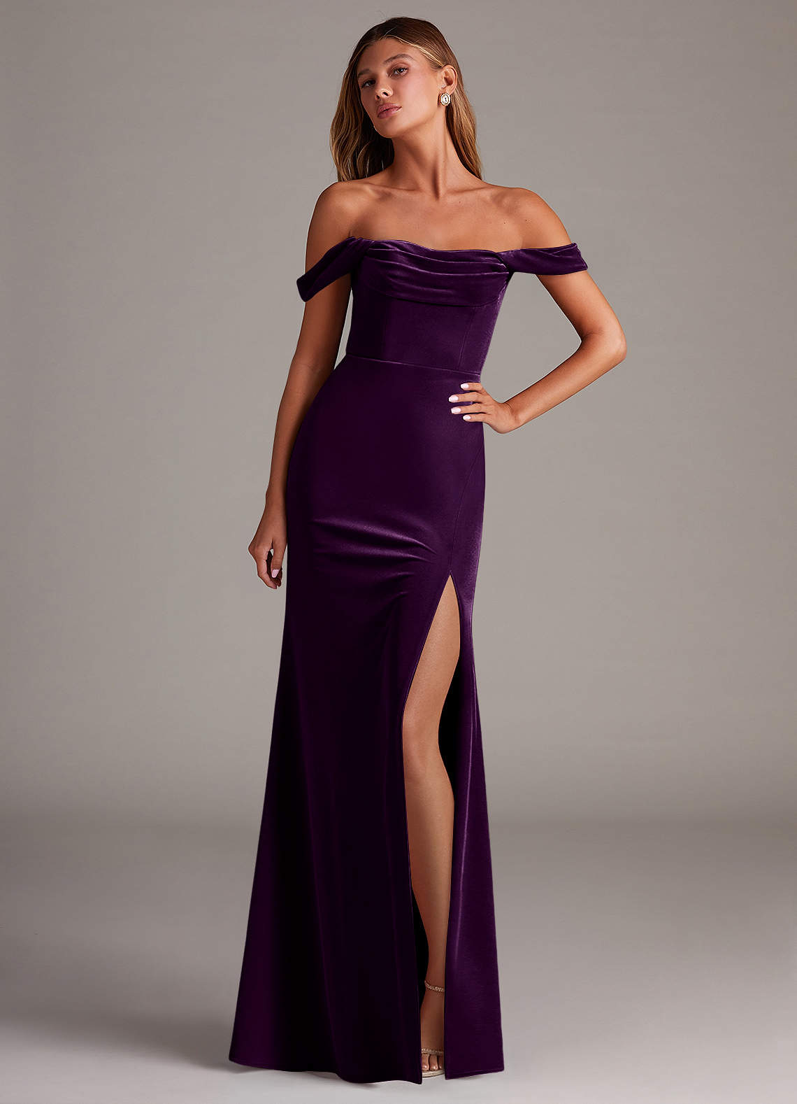 Azazie Saige Ready to Ship Grape Velvet Bridesmaid Dresses | Azazie Azazie Saige Ready to Ship Grape Velvet Bridesmaid Dresses | Azazie