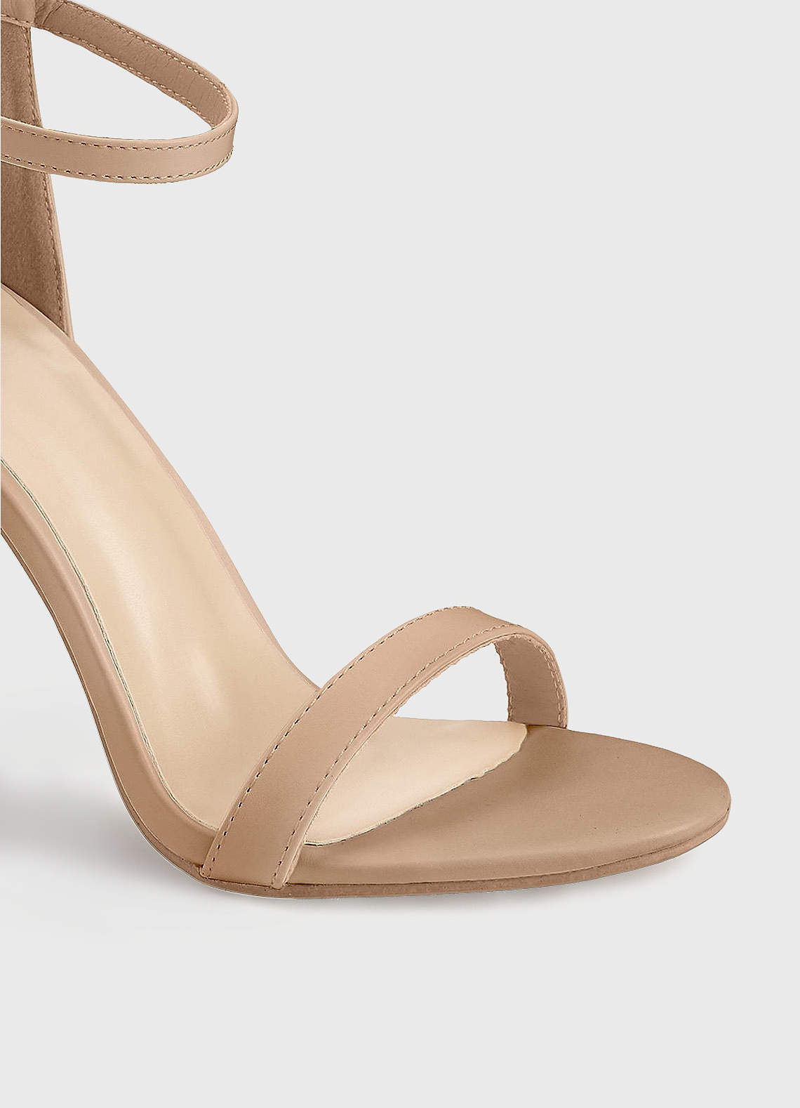 front Faux Leather Single Strap Stiletto Heels