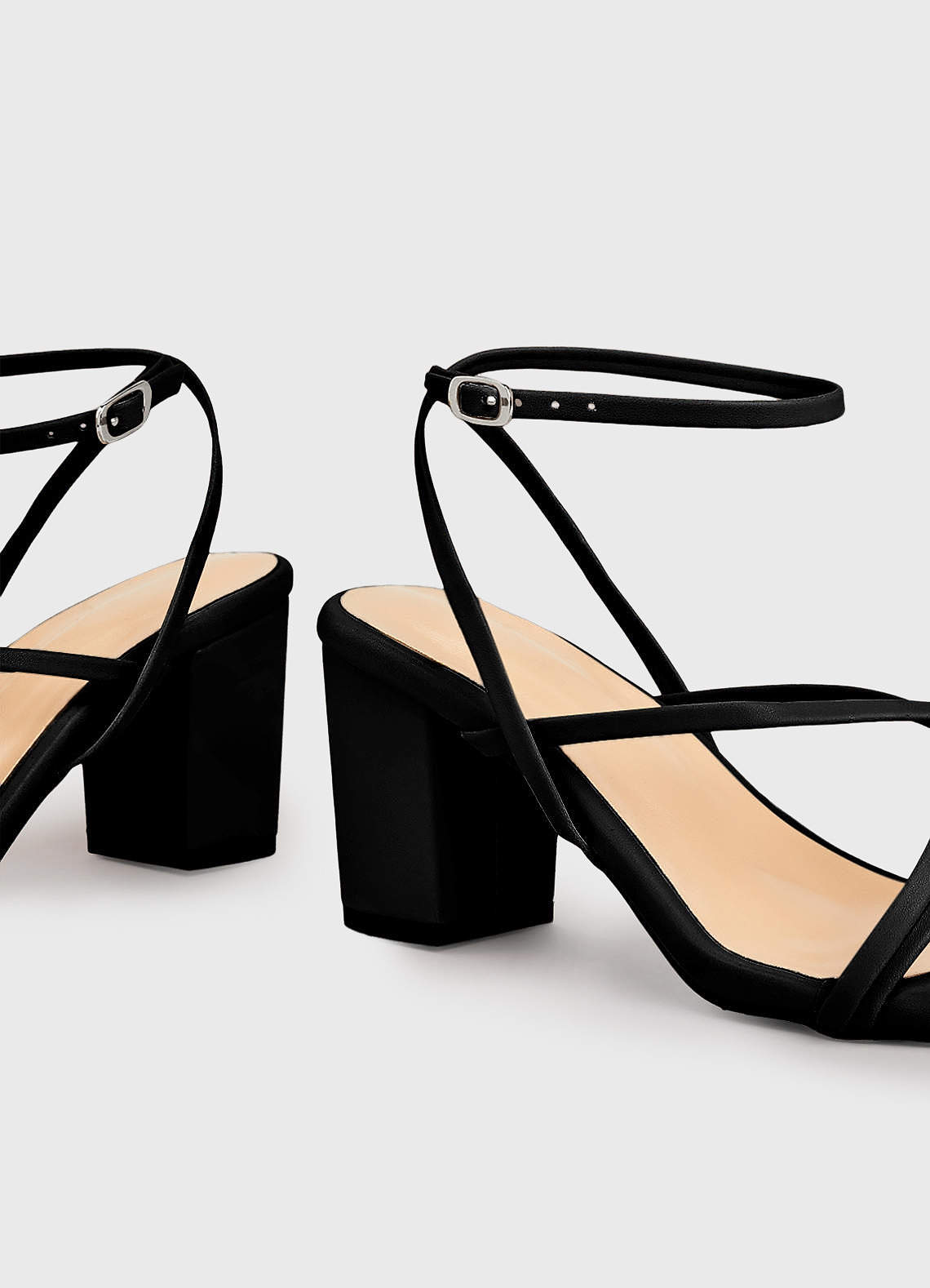 front Brief Cross Ankle Strap Heels