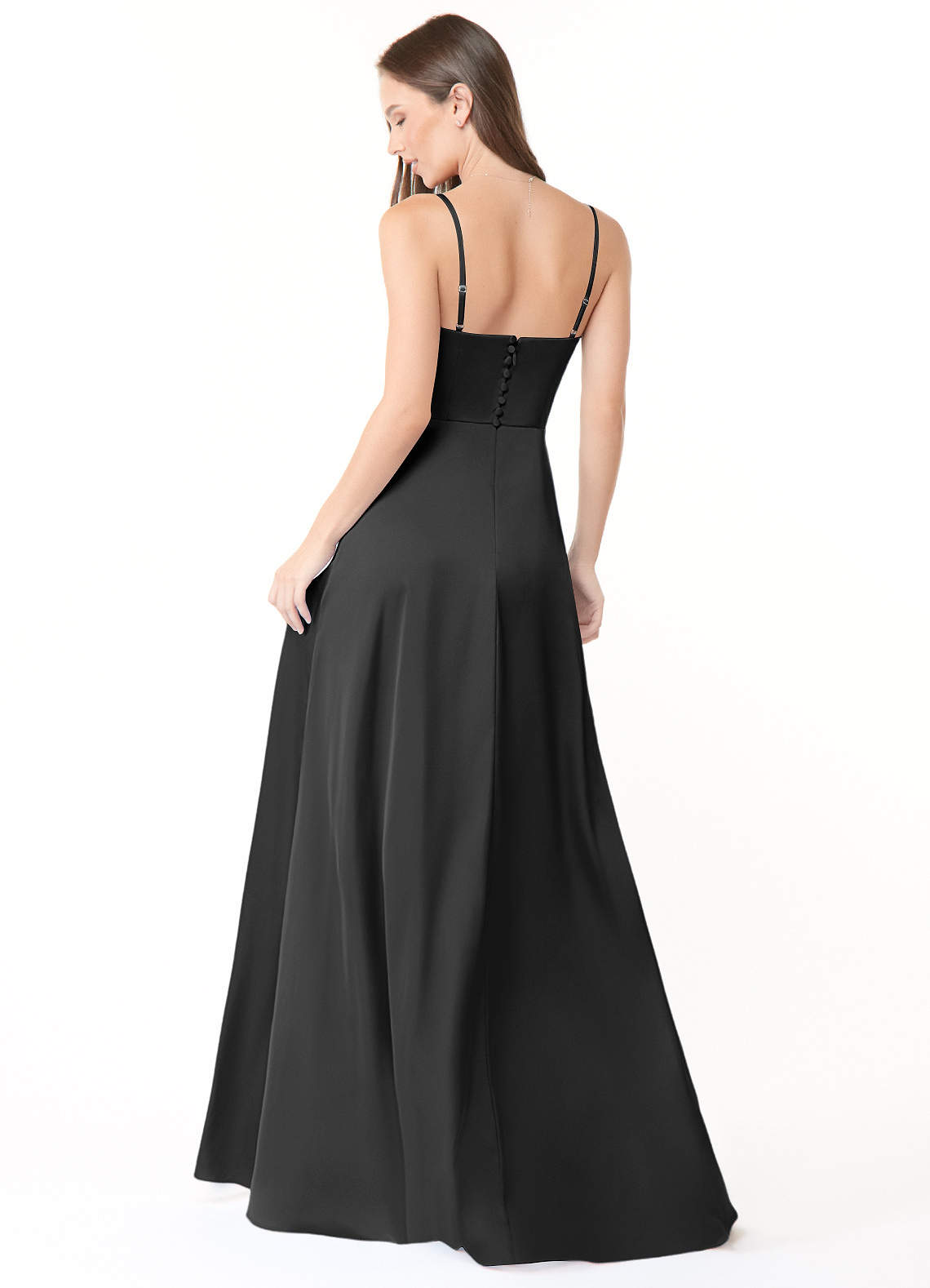 Azazie Halsey Ready to Ship Black Stretch Satin Bridesmaid Dresses | Azazie