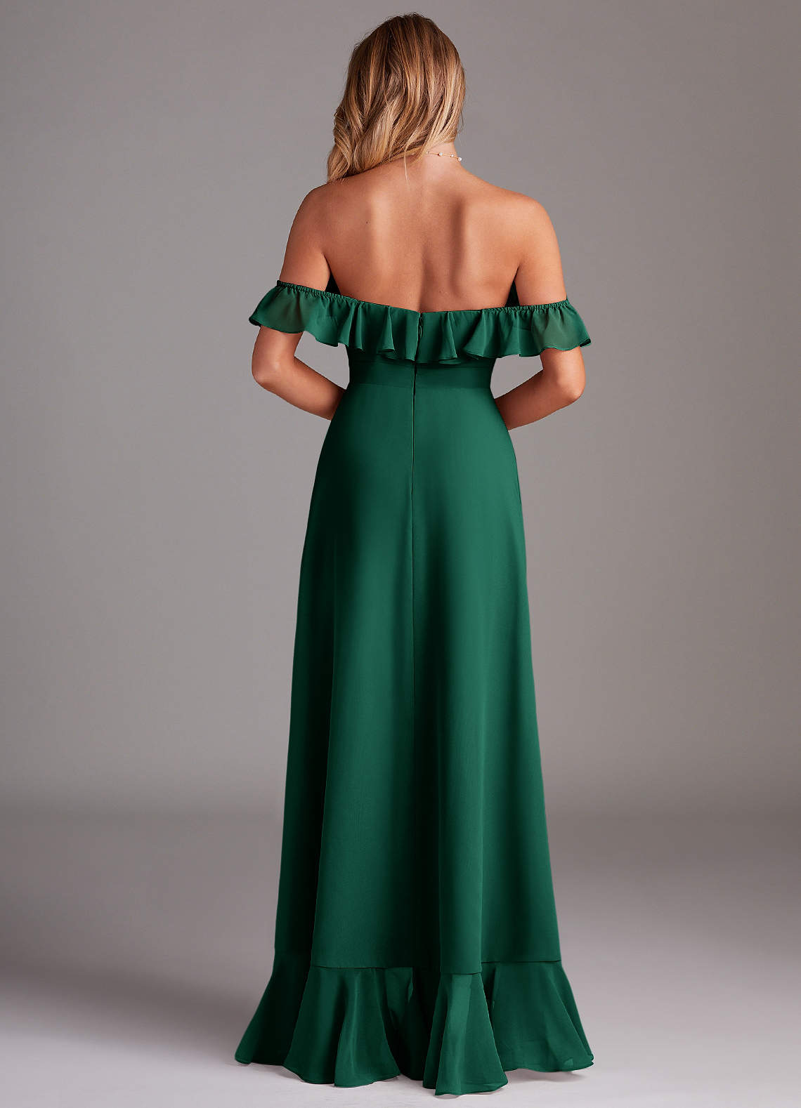 Azazie Lyra Bridesmaid Dresses Emerald A-Line Chiffon Convertible Dress image6