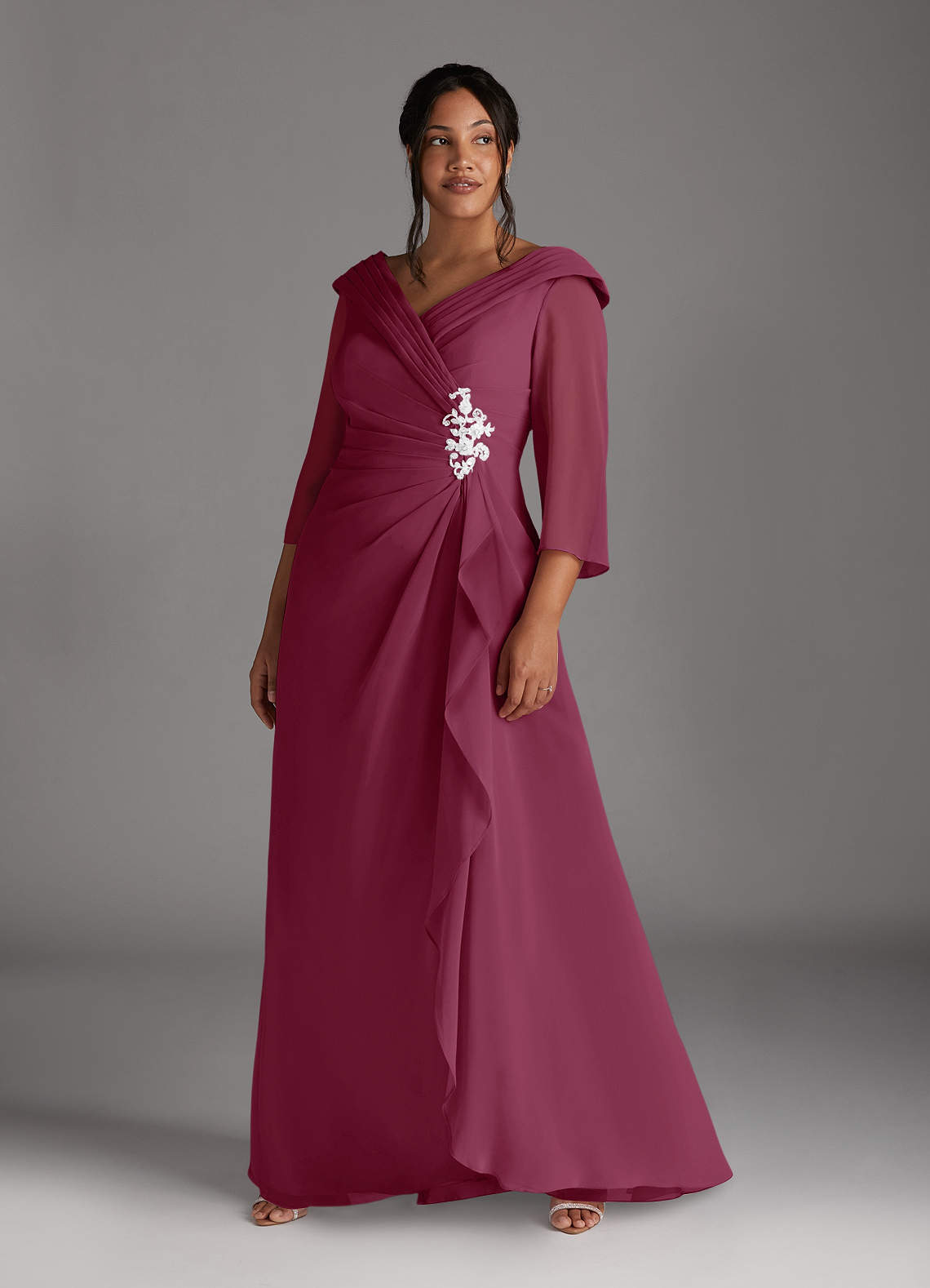 Azazie Jaycee Mère de la mariée Robes Robe Trapèze en Mousseline de soie Mûre image1