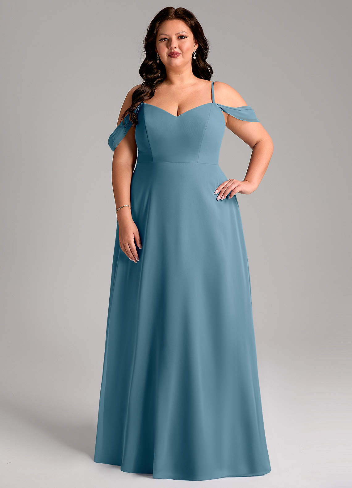 Azazie Marley Bridesmaid Dresses Bermuda A-Line Off the Shoulder Chiffon Convertible Dress image1