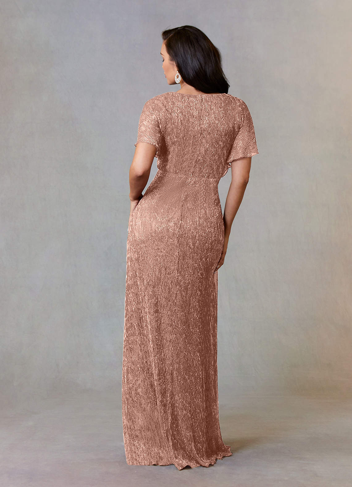 Upstudio Yuma Mother of the Bride Dresses Rose Gold A-Line Metallic Mesh Dress image1