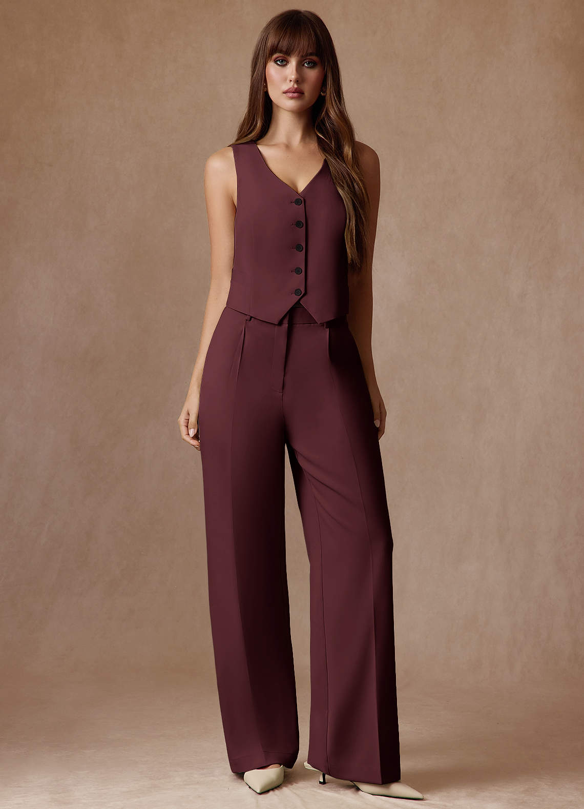 front Rowan Cabernet Refined Weave Performance pants