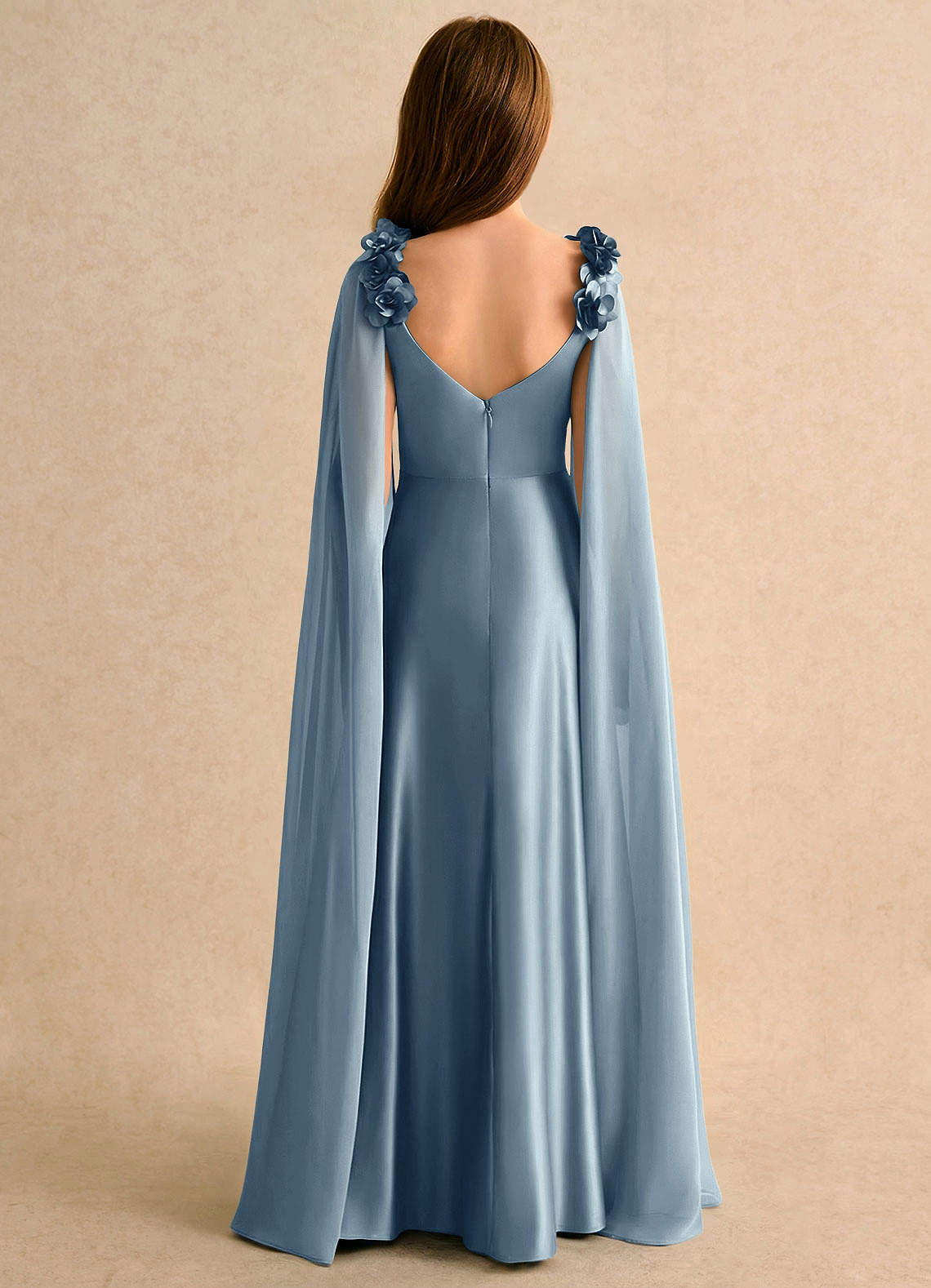 Azazie Rosita Girls Formal Flower Girl Klänningar Klänning A-Line i Stretch Satin Plisserad image1