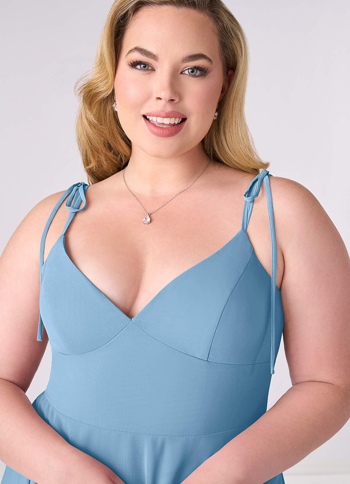 Barbie ♥ Azazie Abiti da Damigella Abito A-Line in Chiffon Fiocco Blu Acciaio image8
