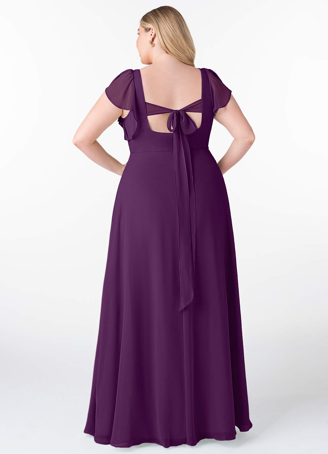 plus size 30 bridesmaid dresses Ever-Pretty Inclusive Plus Size Chiffon Half Sleeve V-Neck High Front Slit Bridesmaid Dress