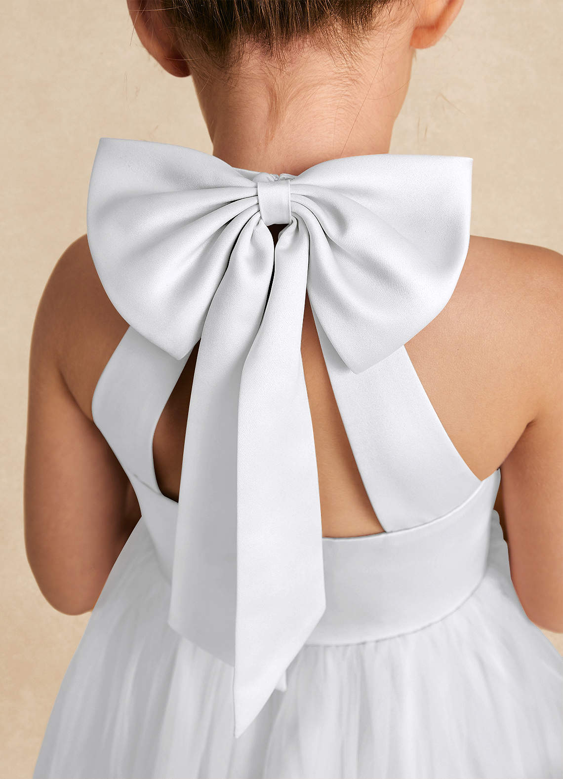 Azazie Bev Flower Girl Dresses White A-Line Convertible Tulle Dress image4
