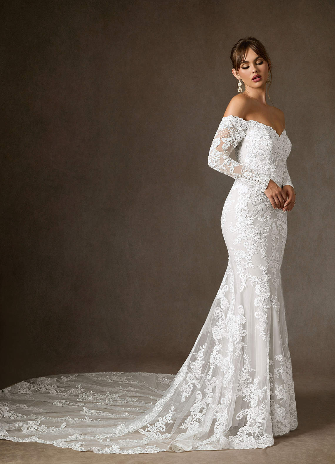 Azazie Empiria Wedding Dresses Diamond White Mermaid Sequins Tulle Dress image6