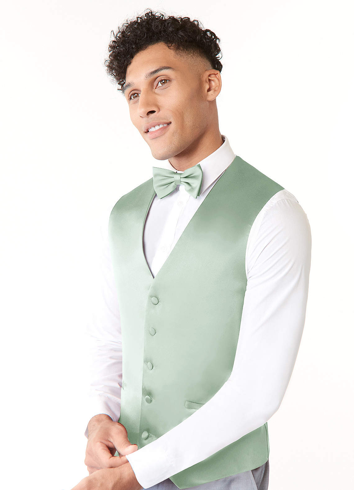 front Matte Satin Vest and Bow Tie Set