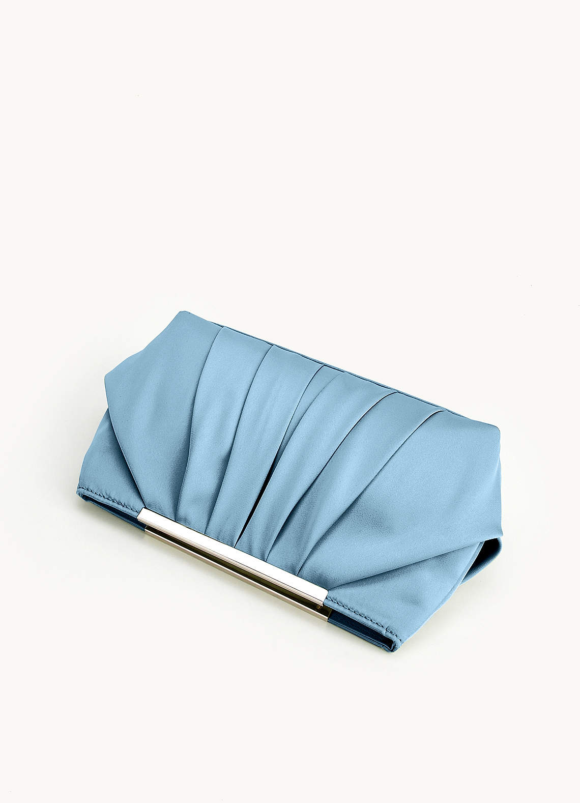 front Matching Color Stretch Satin Pleated Clutch