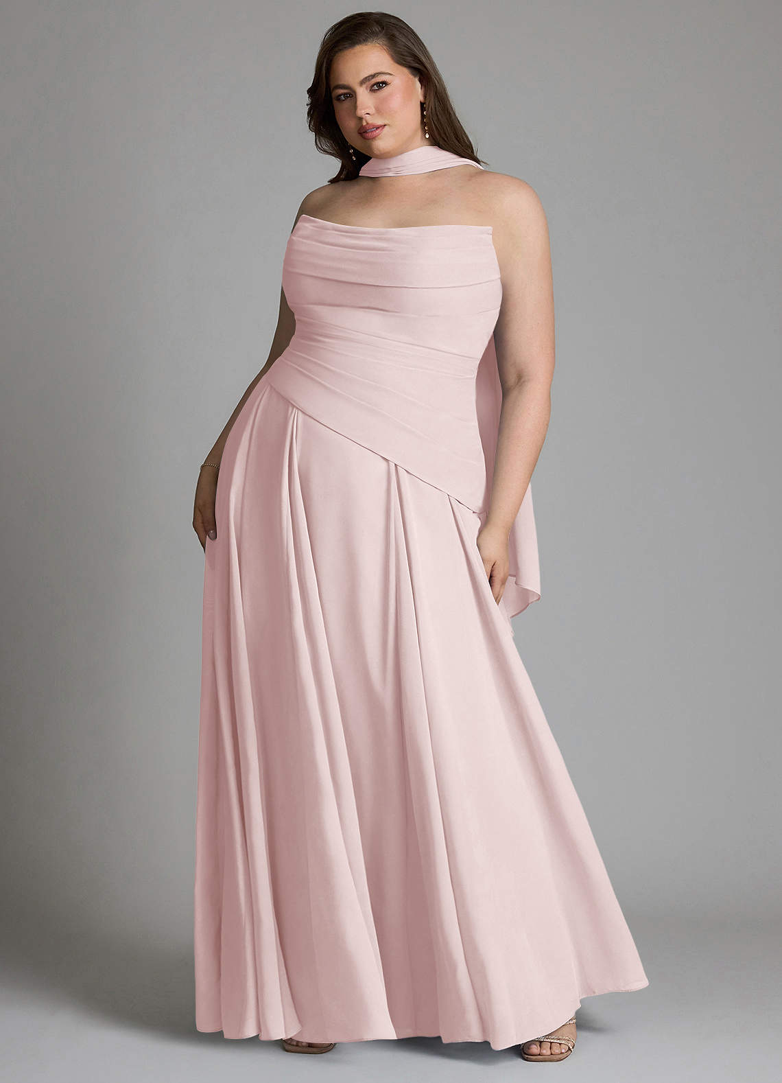 Azazie Gabriela Bridesmaid Dresses Blushing Pink A-Line Corset Chiffon Dress image12