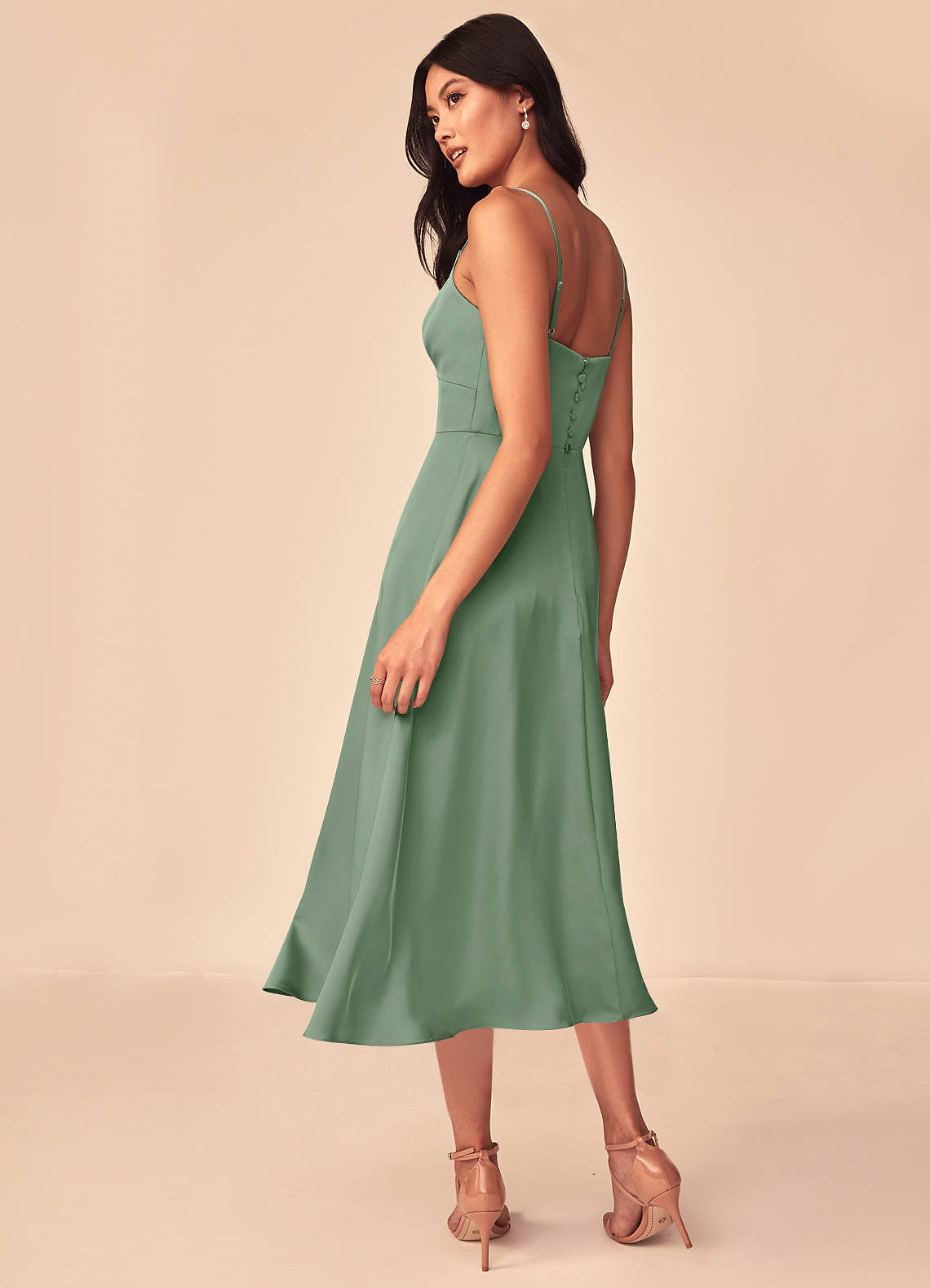 Matcha Azazie Dottie Stretch Satin Dress Bridesmaid Dresses | Azazie