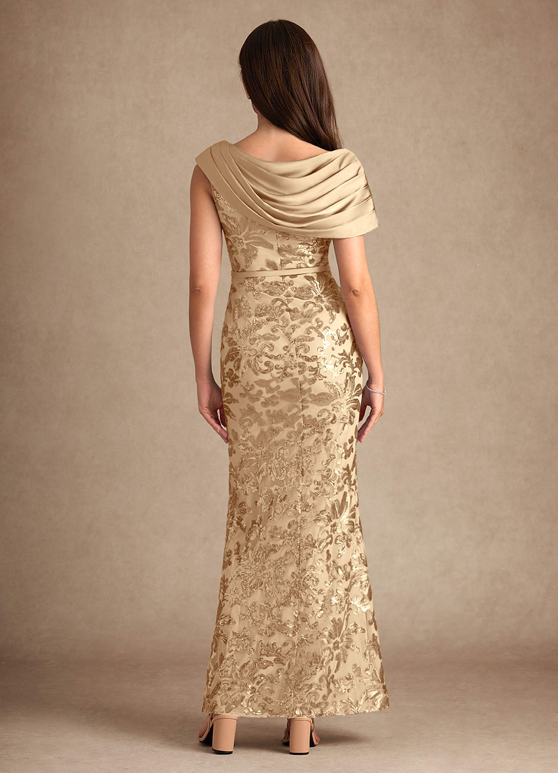 Azazie Marion Mother of the Bride Dresses Champagne Mermaid Sequins Dress image1