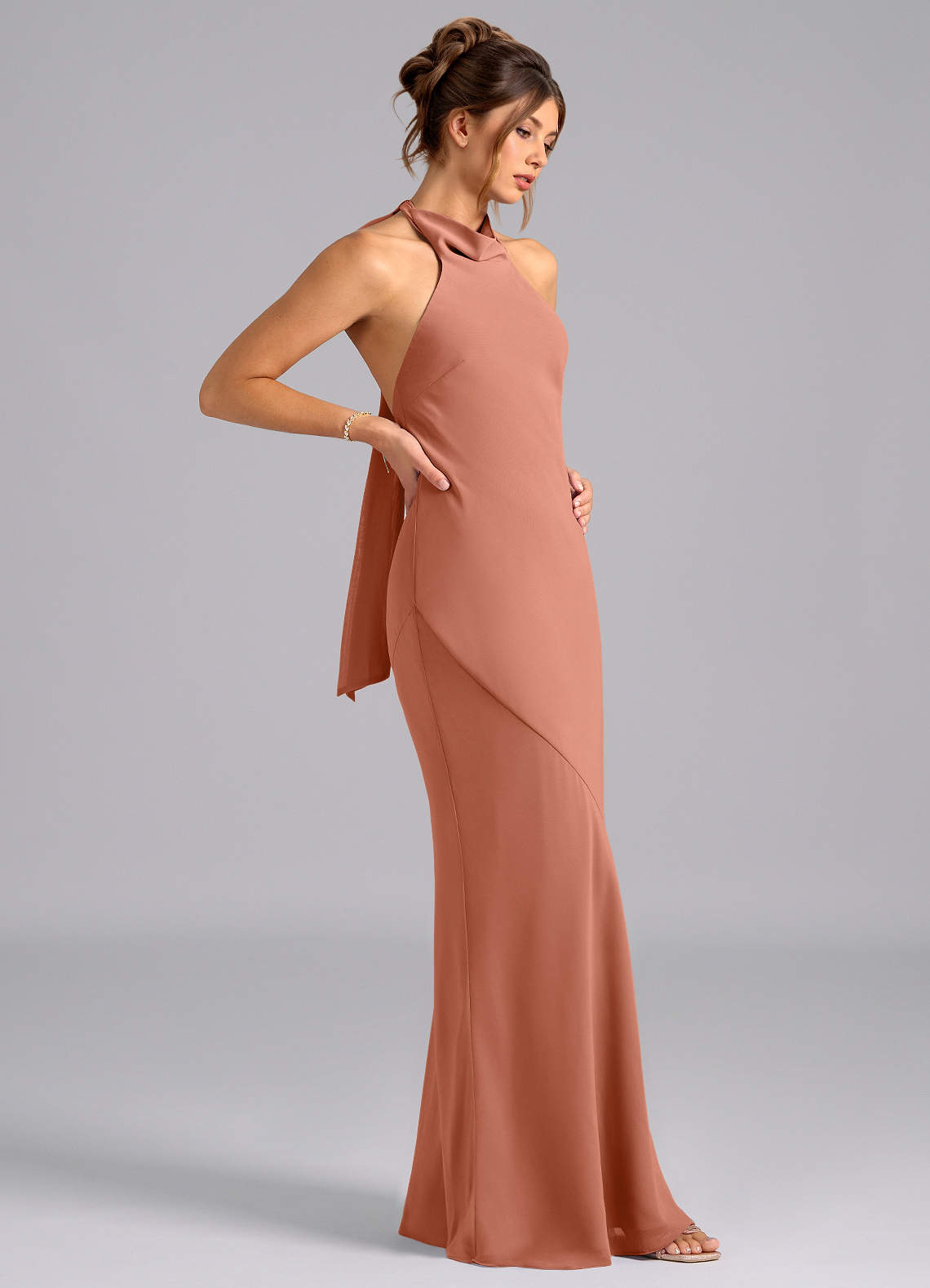 Azazie Velli Bridesmaid Dresses MAI TAI Mermaid High Neck Chiffon Dress image3