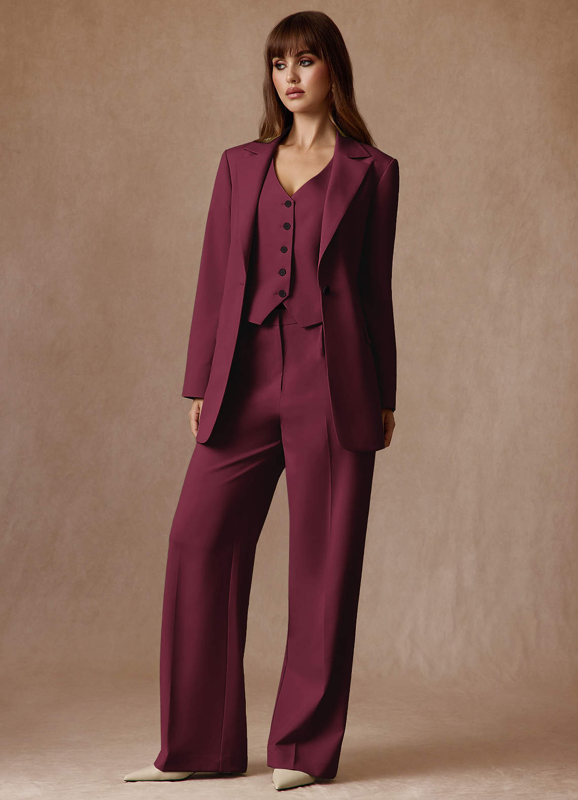 front Rowan Burgundy Refined Weave Performance blazer