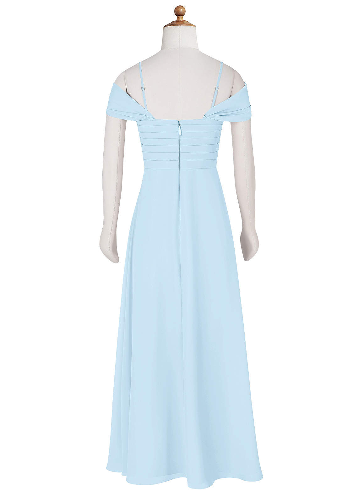 Azazie Kaitlynn Junior Sky Blue A-Line Off the Shoulder Chiffon Dress image8