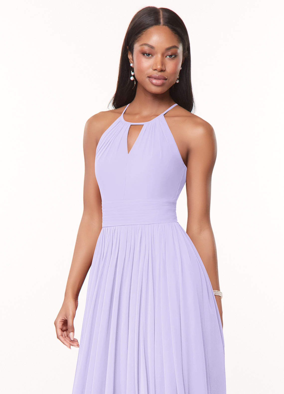 Azazie Cherish Bridesmaid Dresses Lilac A-Line Pleated Chiffon Dress image1