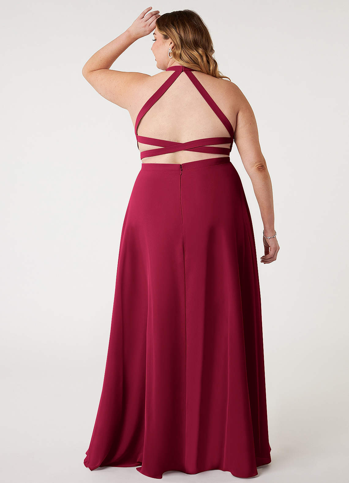 azazie halter dress Plus Size A-Line Neck Floor-Length Chiffon Bridesmaid Dresses azazie sky blue bridesmaid dresses