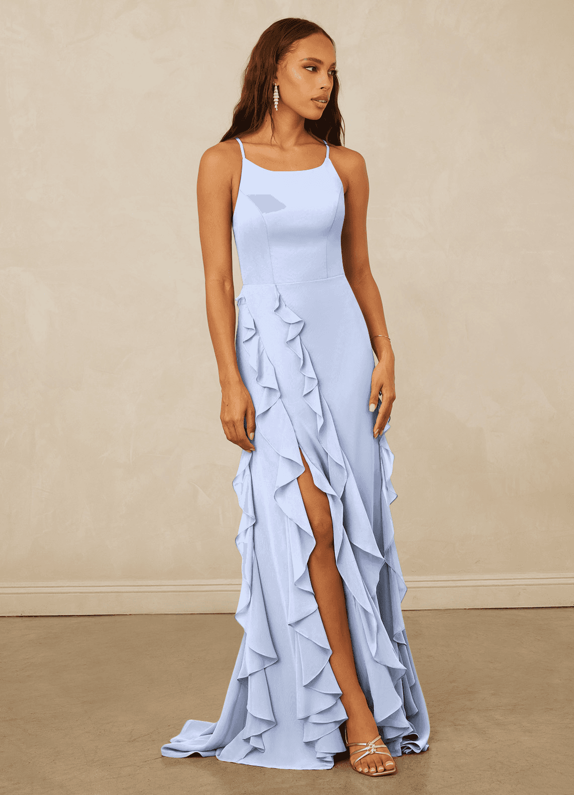 Christian Siriano Bridal for Azazie 1006 Brautjungfernkleider Meerjungfrau-Linie Gestreift Chiffon Kleid Eis image1