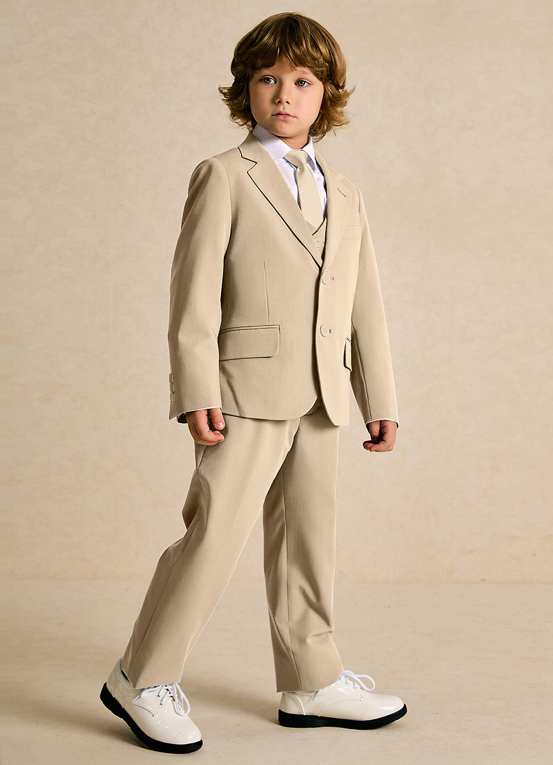 front Oliver Boys Tan 5-Piece Suit