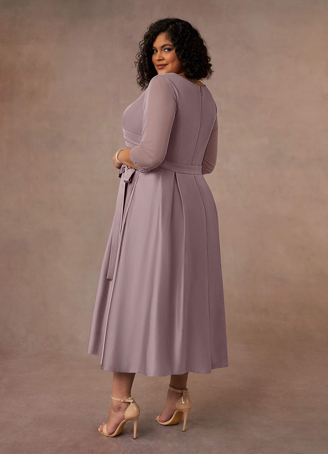Azazie Maritza Mother of the Bride Dresses Dusk A-Line Pleated Matte Satin Dress image9
