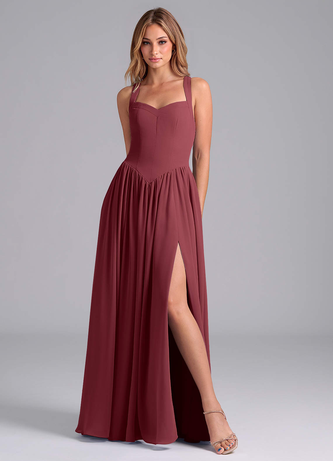 bustier chiffon dress Bustier-Style Chiffon Tiered Ruffle Maxi Dress with Adjustable Straps