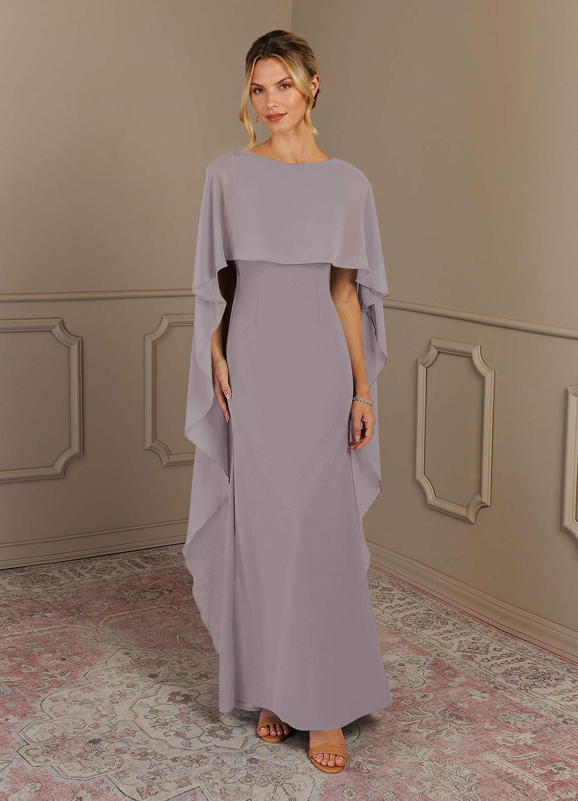 Azazie Dion Mother of the Bride Dresses Dusk Sheath Scoop Stretch Crepe Dress image1