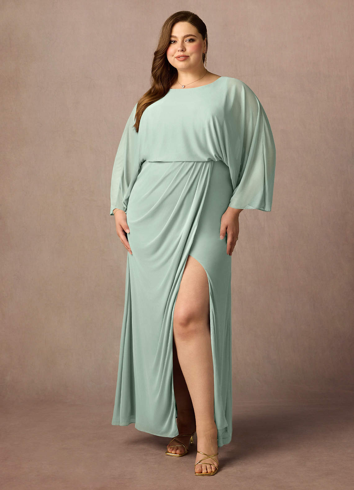 Azazie Ysabella Mother of the Bride Dresses Agave Mermaid Pleated Mesh Dress image1