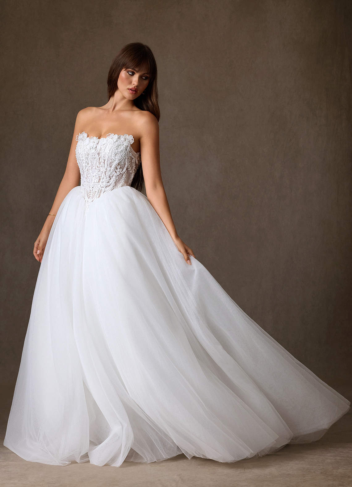 Azazie Sariyah Diamond White Ball-Gown Off the Shoulder Tulle