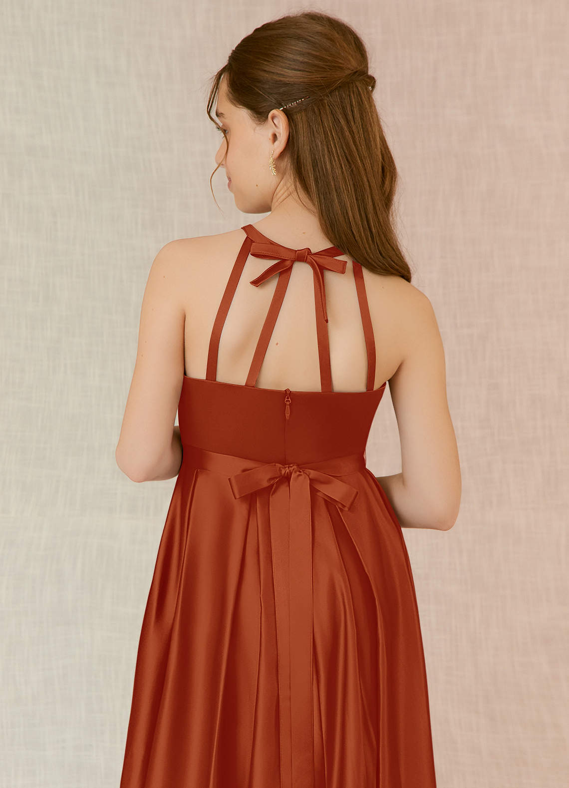 paprika orange bridesmaid dresses Leely Women Wisteria Long Bridesmaid Dress A Line Backless Chiffon Formal  Dress  leelyuk