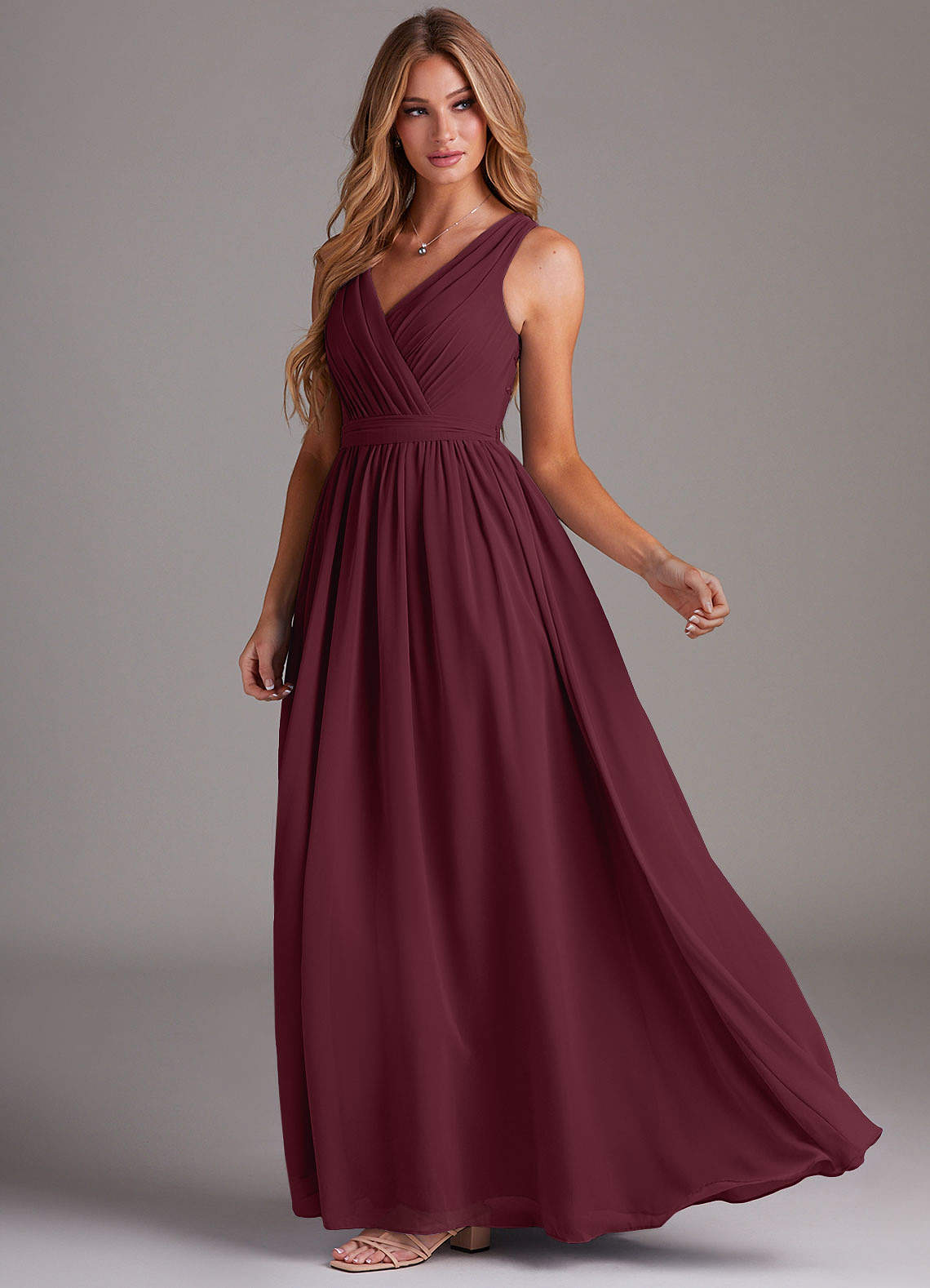 Azazie Kingsley Bridesmaid Dresses Cabernet A-Line Lace Chiffon Dress image3