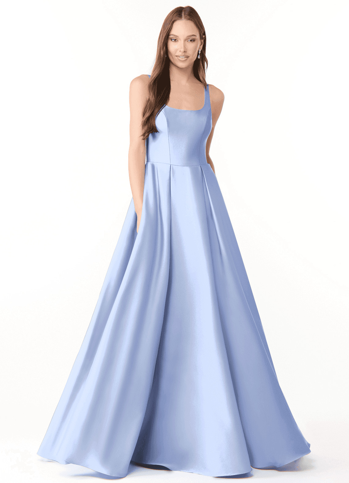 Azazie Neve Bridesmaid Dresses Ice Ball-Gown with Pockets Stretch Satin Dress image1