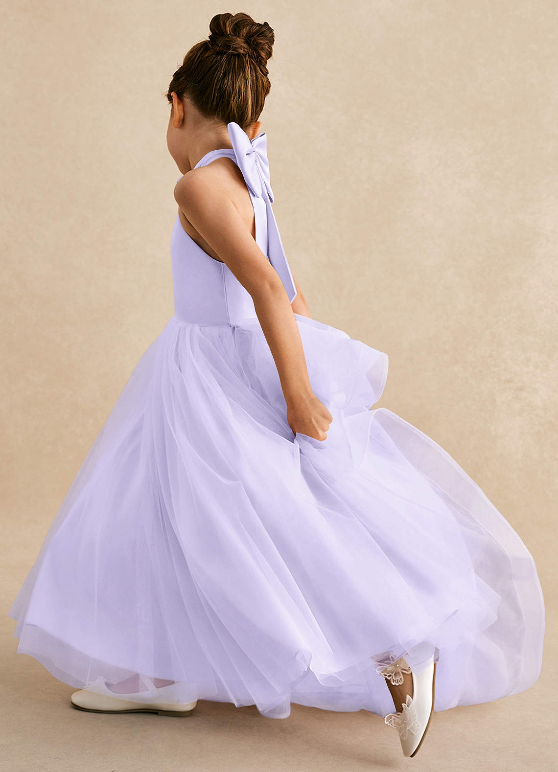 Azazie Bev Flower Girl Dresses Lilac A-Line Convertible Tulle Dress image6