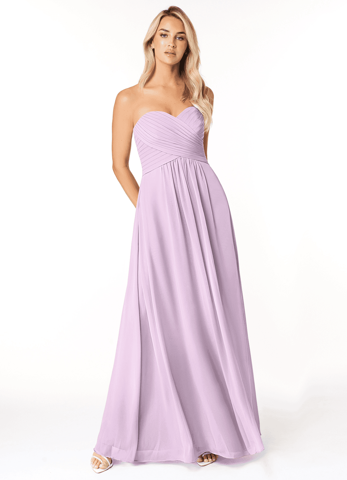Azazie Yazmin Bridesmaid Dresses Frosted Lilac A-Line Sweetheart Neckline Chiffon Convertible Dress image1